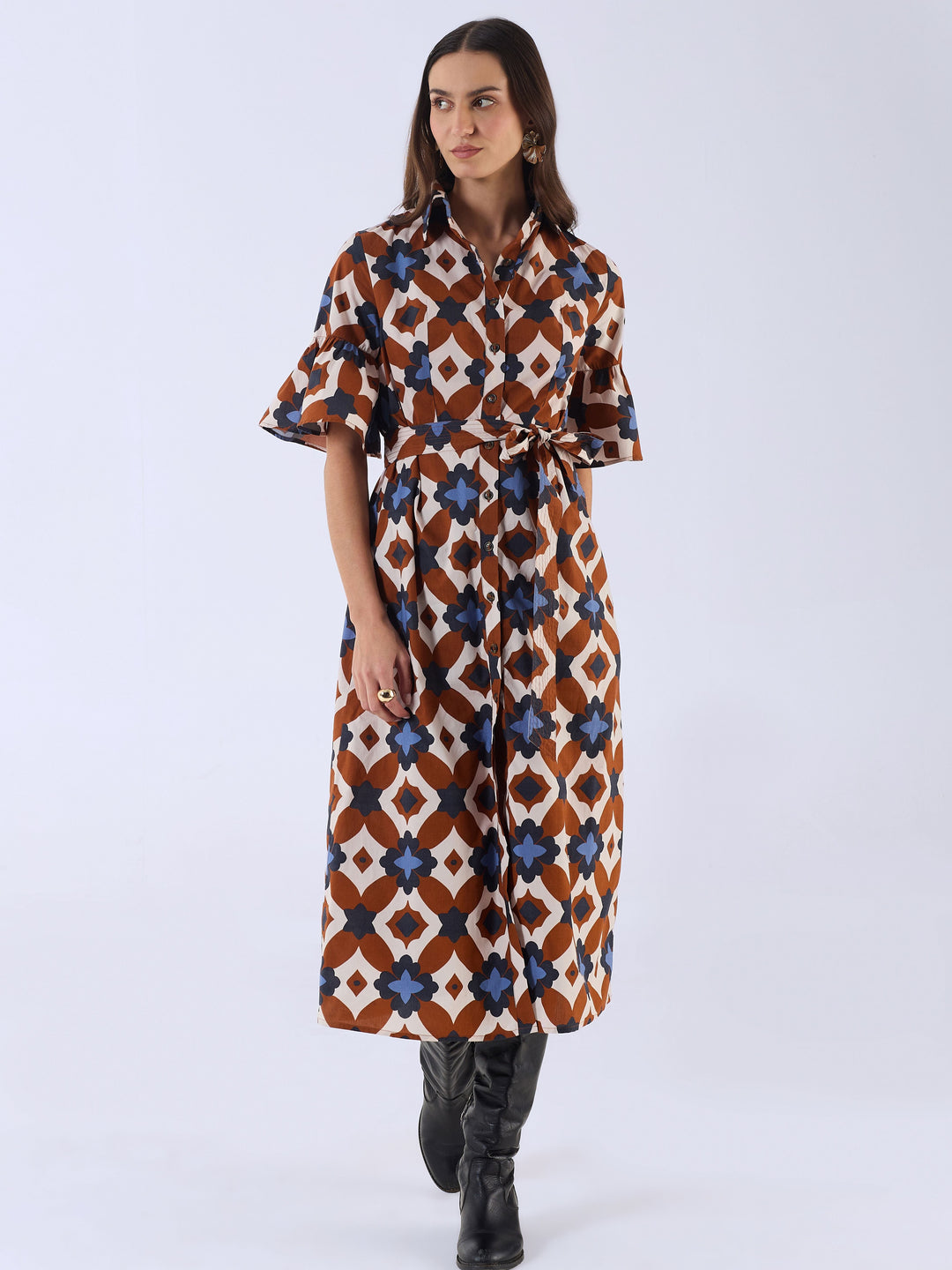 Brooke Dress in Mosaic Brown