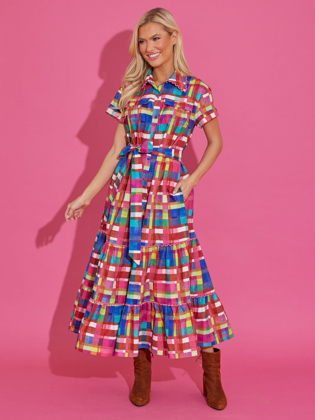 Rachel Dress in Circus Plaid