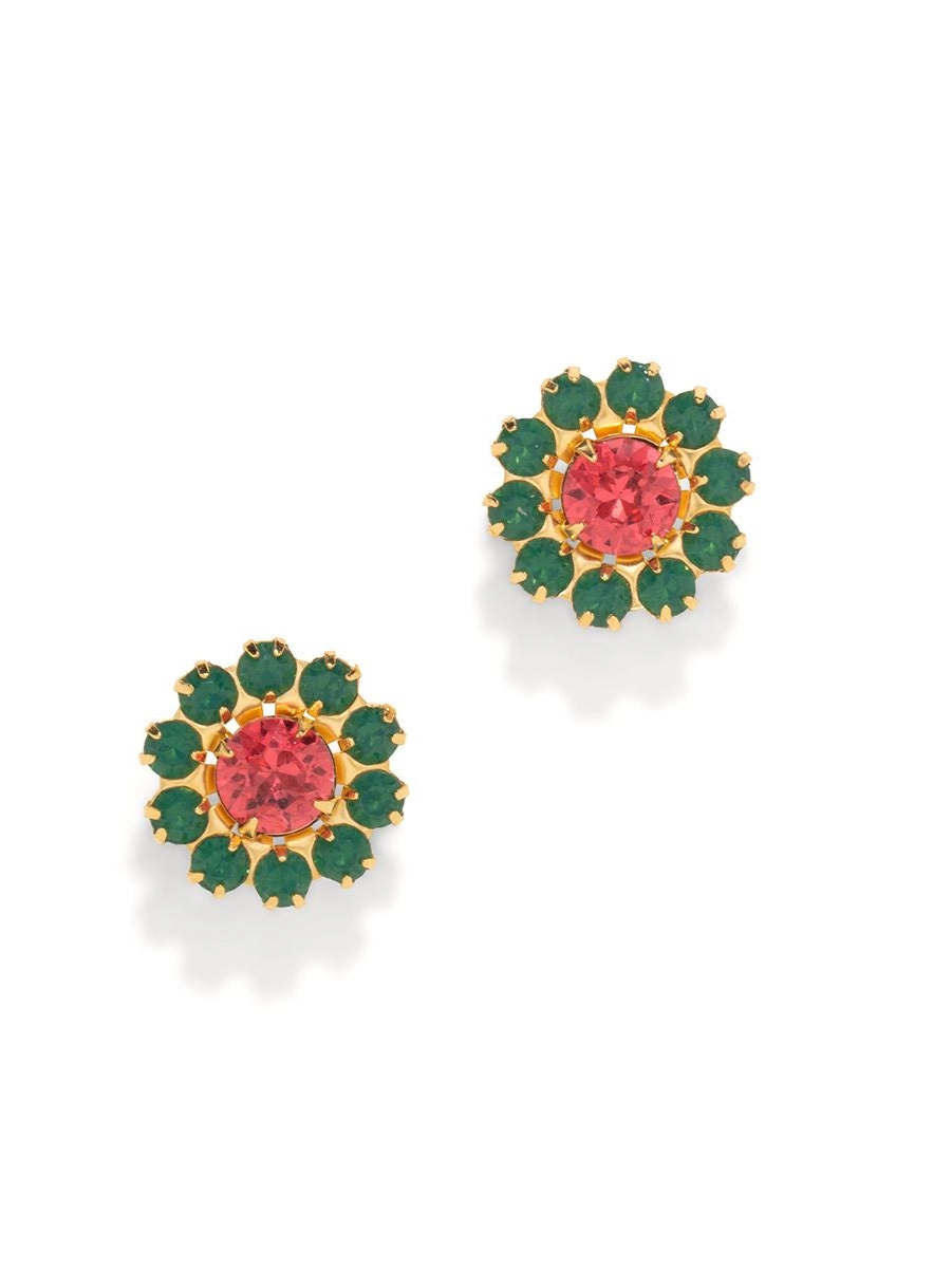 The Pink Reef Tiny Georgian Stud in Indian Pink and Emerald
