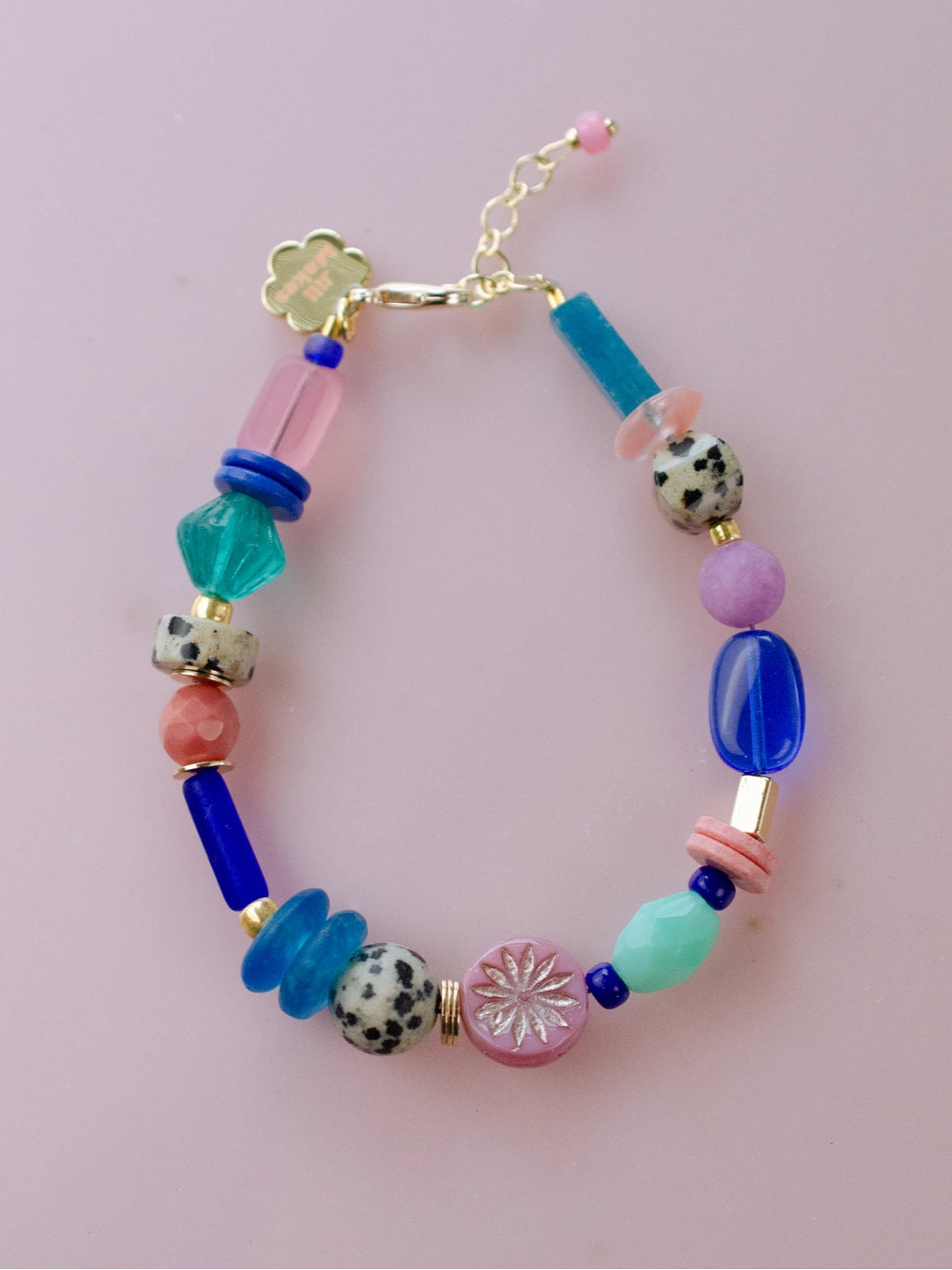 Cobalt & Pink Beaded Bracelet
