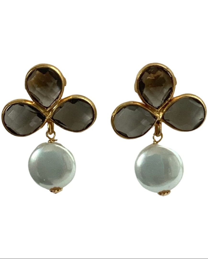 London Earring in Smokey Quartz