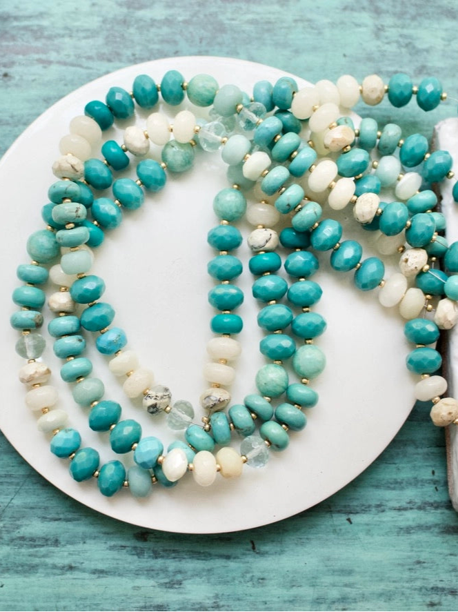 Sea Green Turquoise Gemma Medium Rondelle Necklace