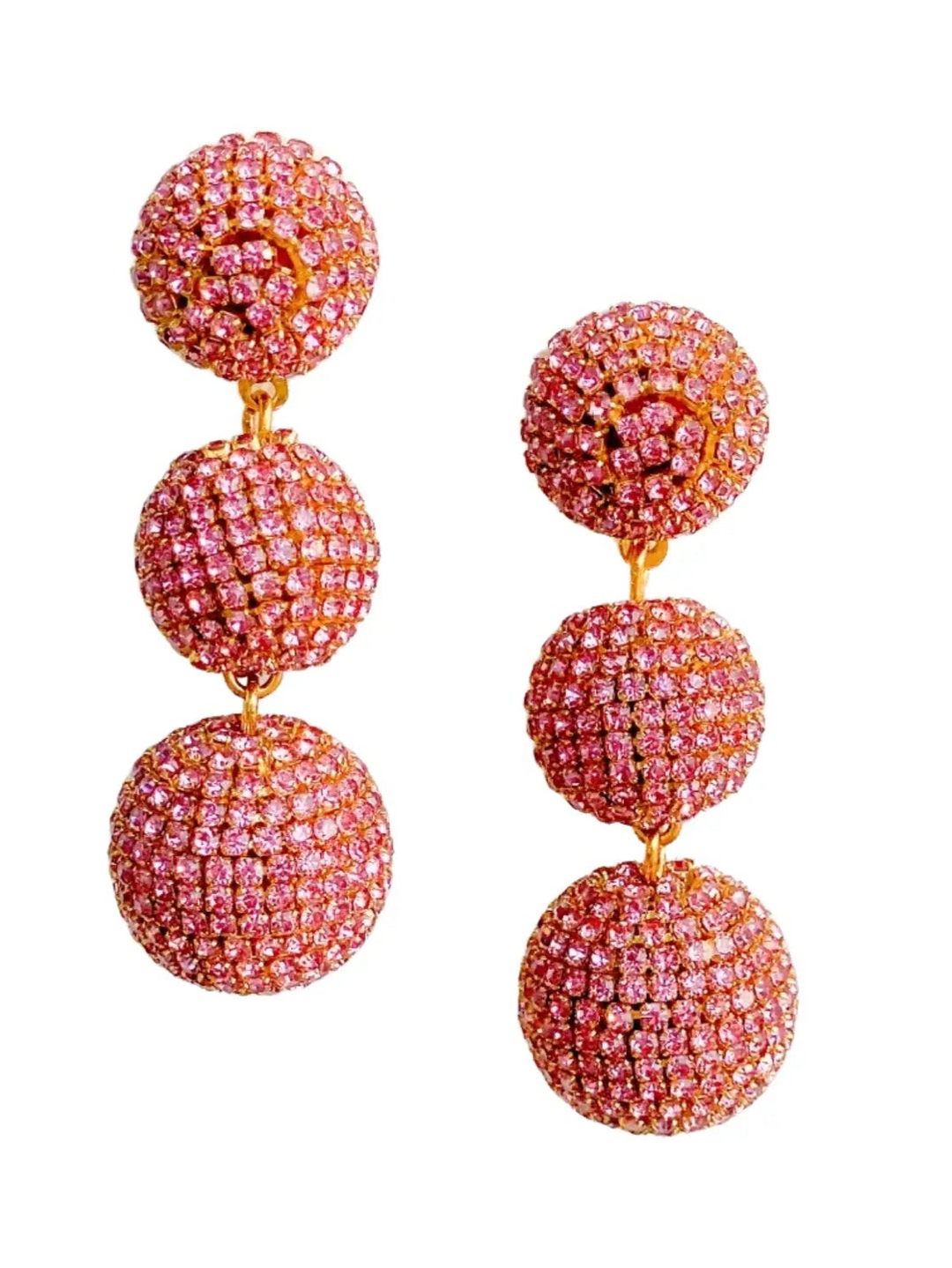 Pave Triple Lantern Earring in Blush