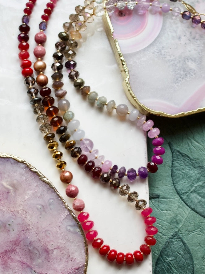 Red Multi Gemma Medium Rondelle Necklace