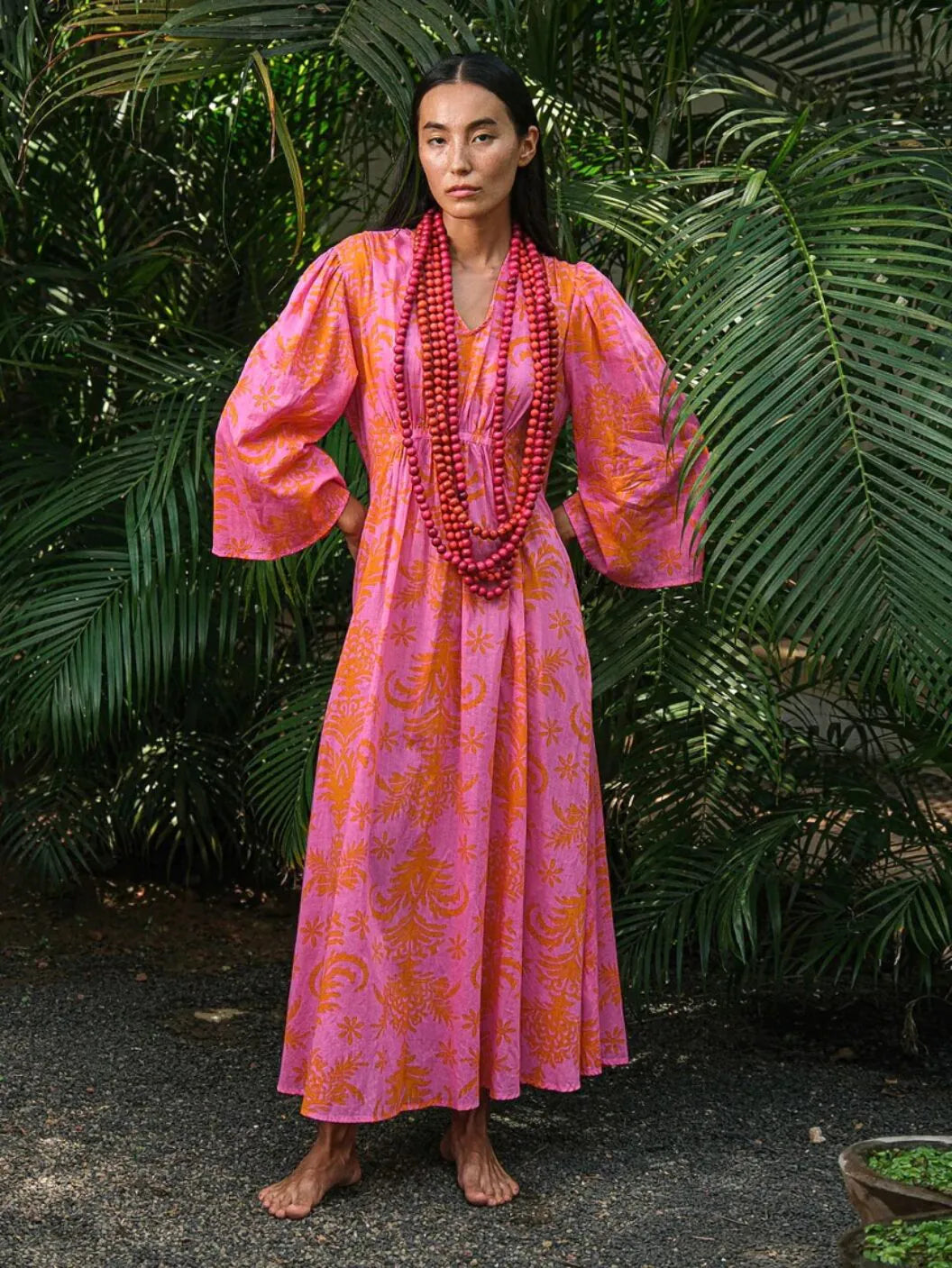 Apple Dress in Red Palm