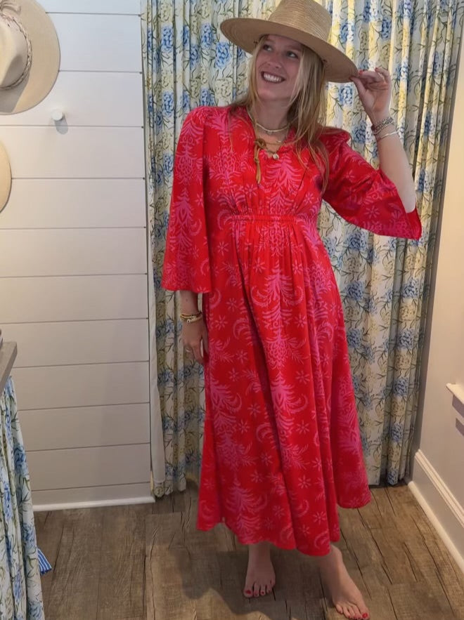 Apple Dress in Red Palm
