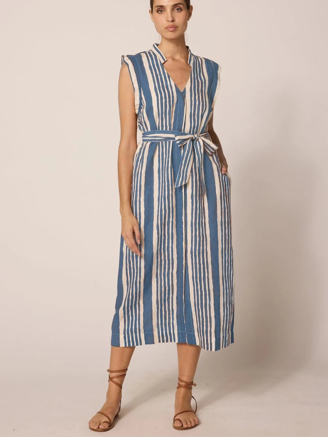 Lani Midi Dress in Blue Vecchio Stripe