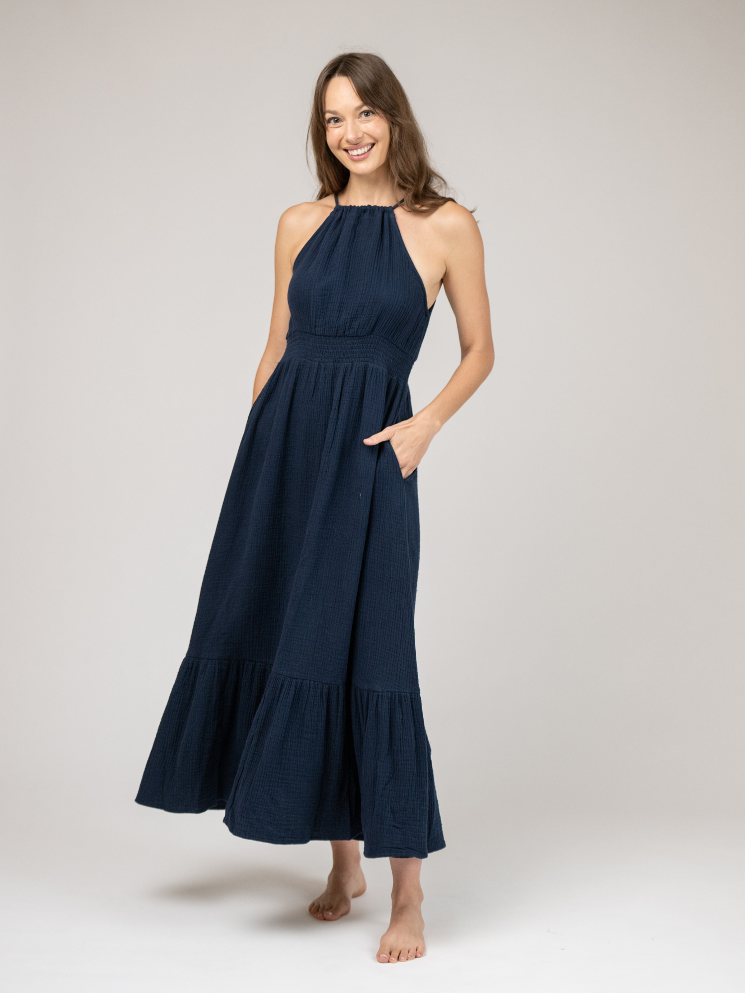 navy blue gauze dress The Jenna Dress