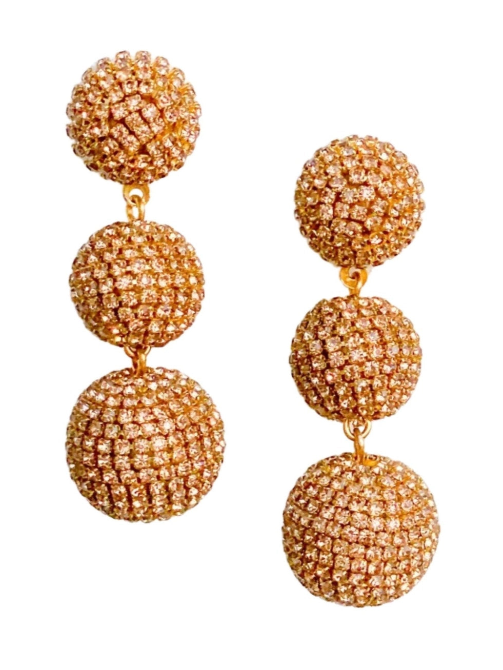 Pave Triple Lantern Earring in Gold