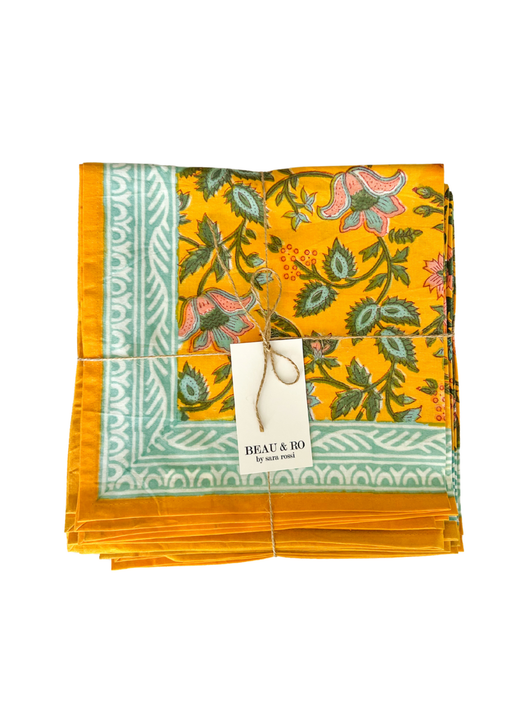 Beau & Ro Dinner Napkins Marigold Blockprint Dinner Napkins