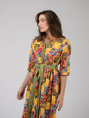 Beau & Ro Dress Quilted Maxi Dress in Multi Mini Square