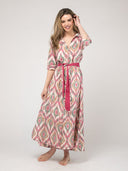 Beau & Ro Dress The Eloise Dress | Eco Pink & Green Ikat