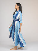 Beau & Ro Dress The Eloise Dress | Ocean Blockprint Bagru Triangle
