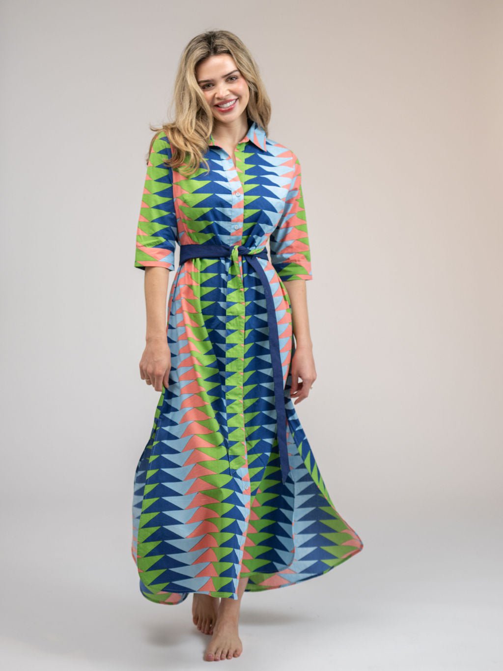 Beau & Ro Dress The Eloise Dress | Tropical Blockprint Bagru Triangle