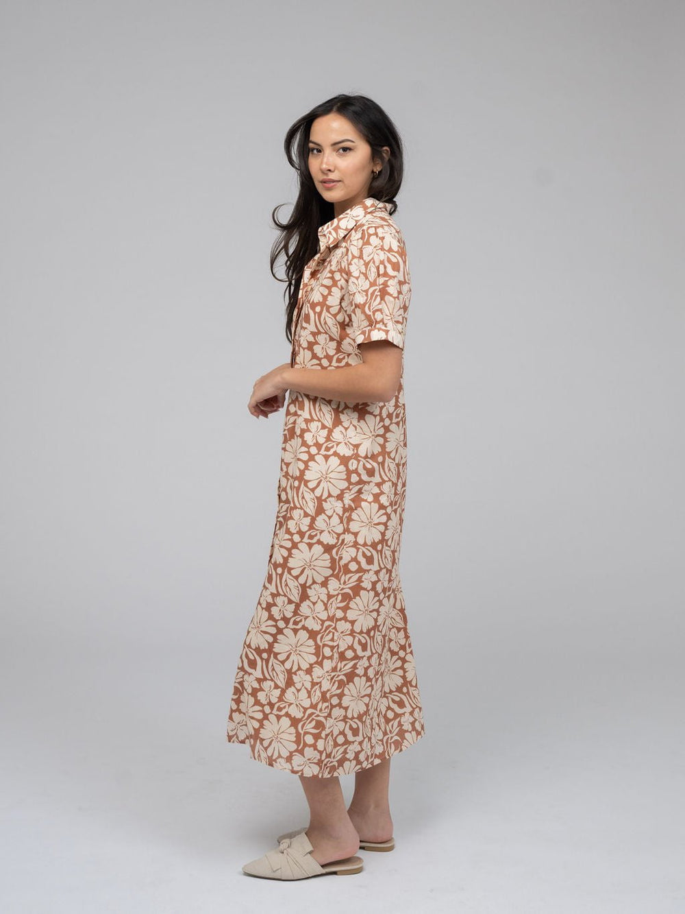 Beau & Ro Dress The Kris Dress | Tan Flower Power