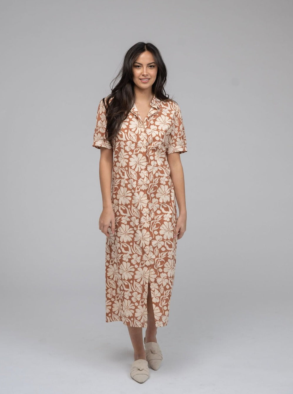 Beau & Ro Dress The Kris Dress | Tan Flower Power