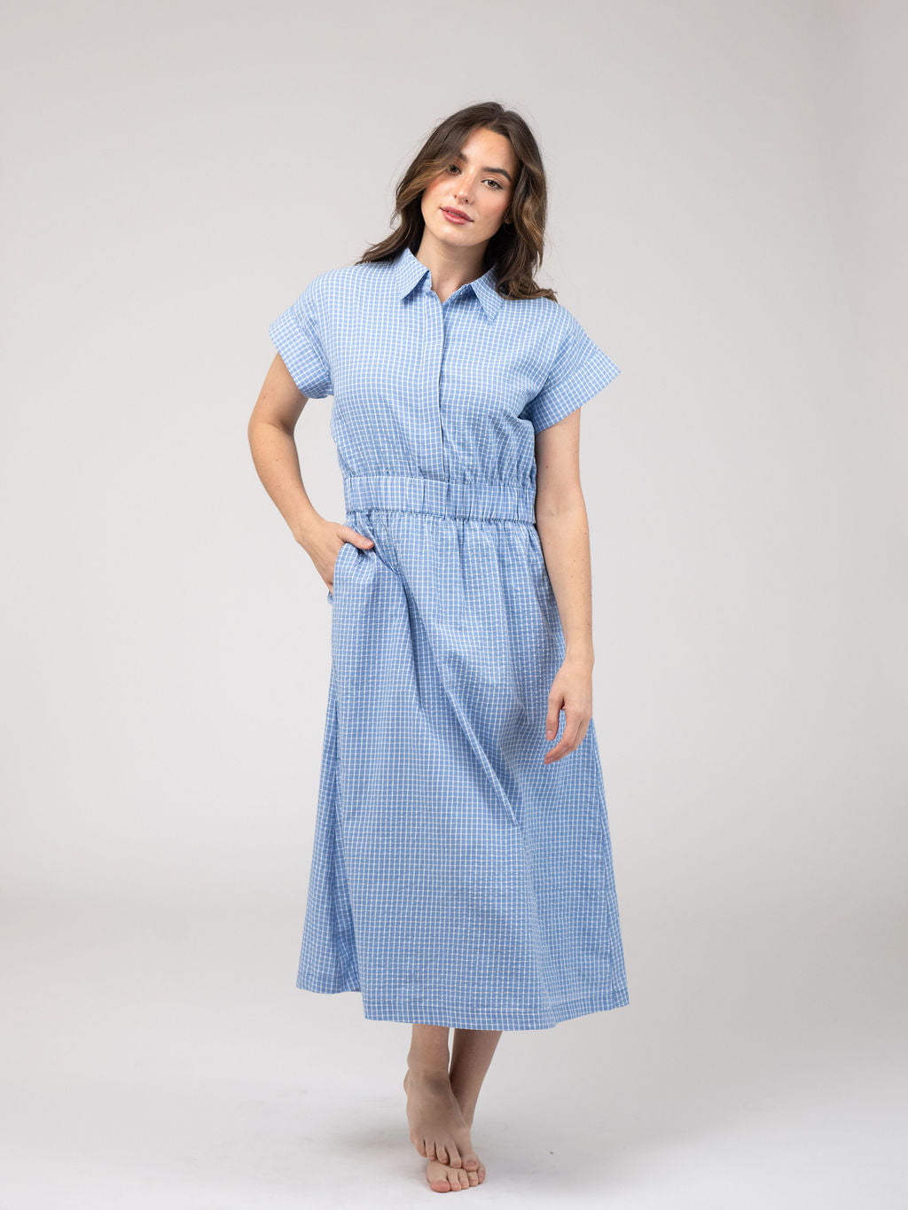 seersucker blue dress Girls Blue Seersucker Dress