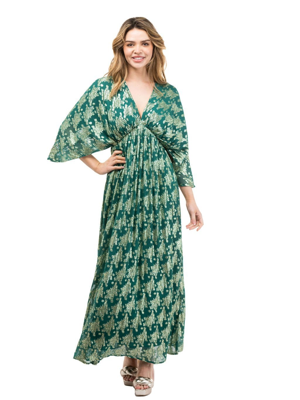Beau & Ro Dress The Logan Dress | Green Floral Shine