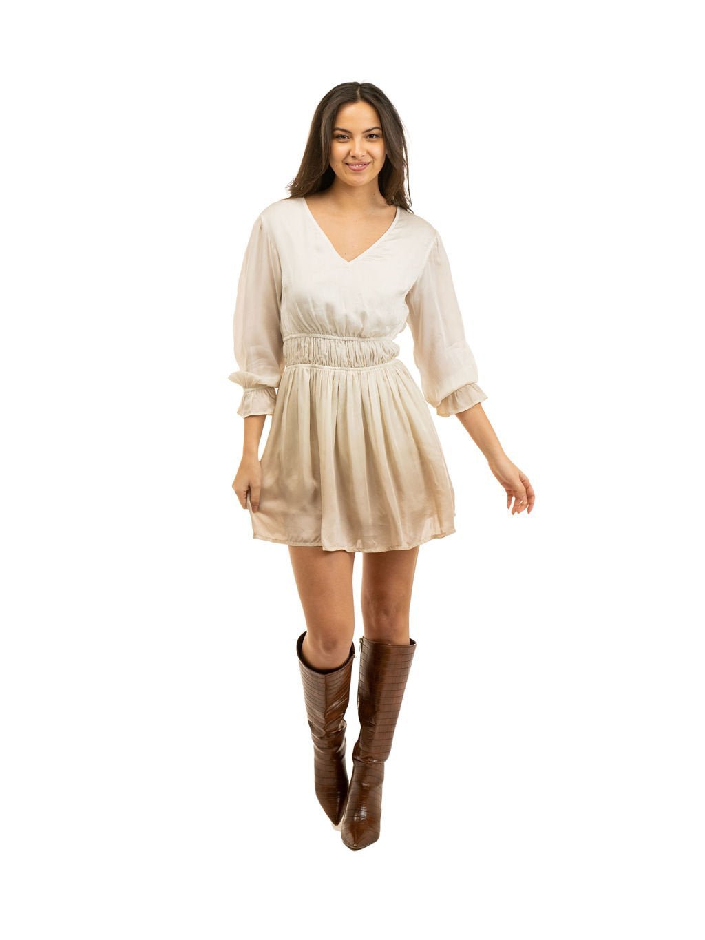 Beau & Ro Dress The Marie Mini Dress | Beige Ombre