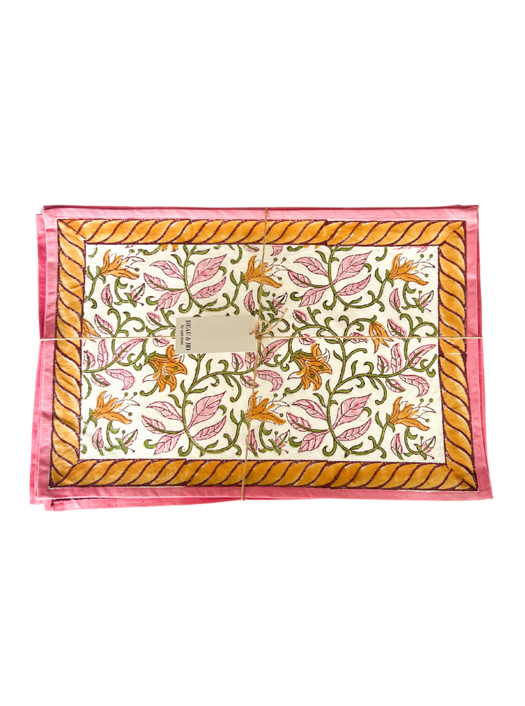 Beau & Ro Placemat Placemat Pink Rope Blockprint Placemats