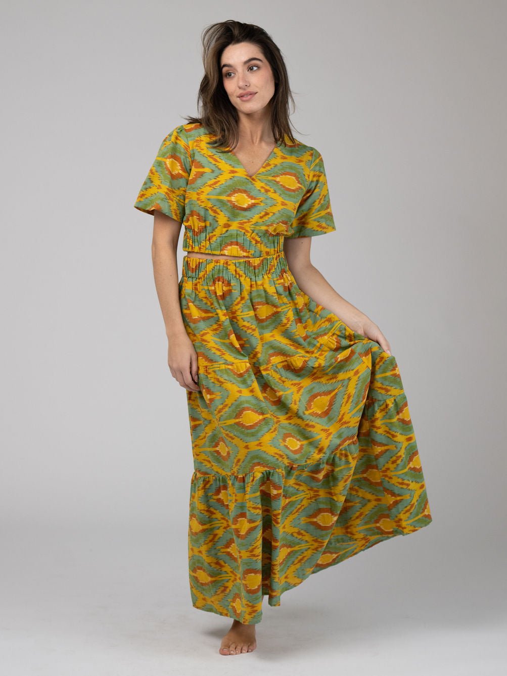 Beau & Ro Skirt The Abby Skirt | Eco Yellow Ikat