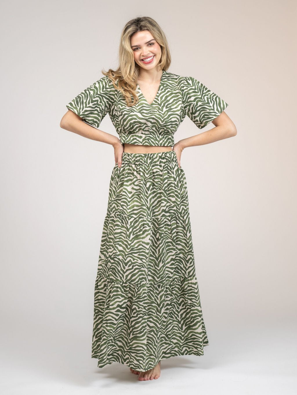 Zebra Print Wrap Midi Skirt Plus Wrap Skirt Zebra Print Green