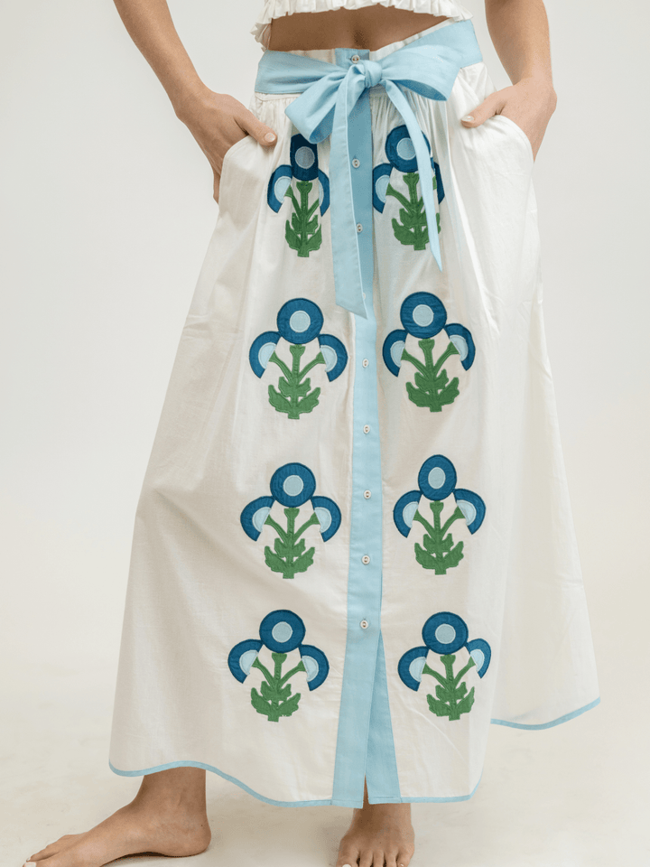 Beau & Ro Skirt The Prairie Skirt | Big Bloom White