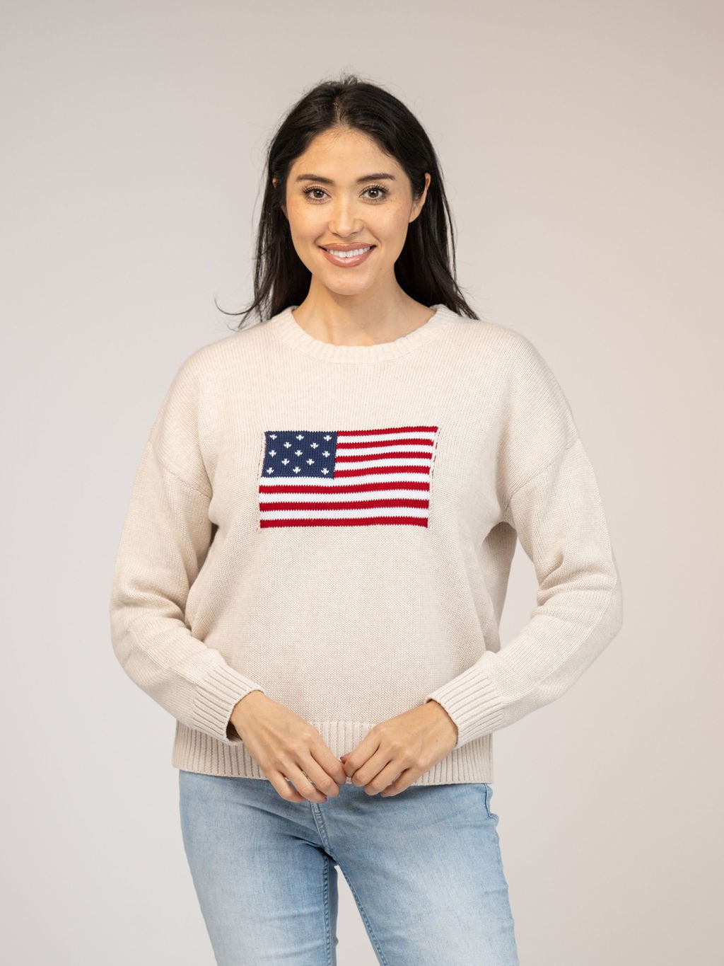 Beau & Ro Sweater American Flag Sweater in Ivory