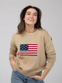 Beau & Ro Sweater American Flag Sweater in Tan