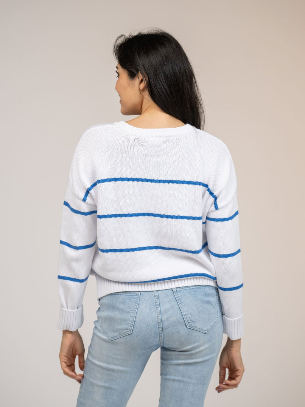 Beau & Ro Sweater Charleston Sweater in White Stripe