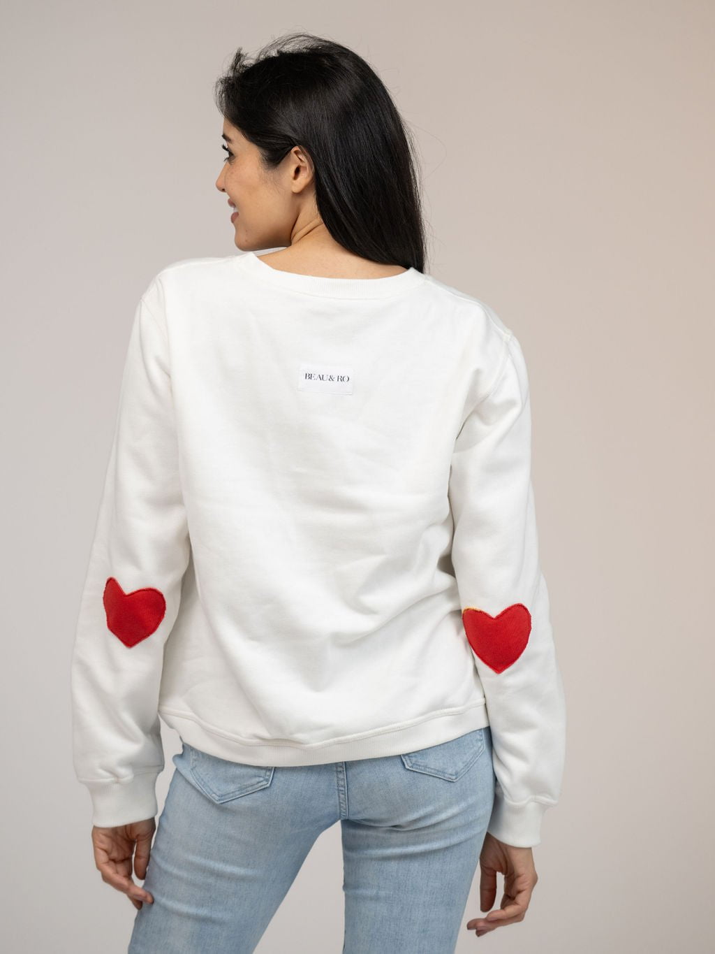 Beau & Ro Sweater Nantucket Hearts Crewneck Sweatshirt
