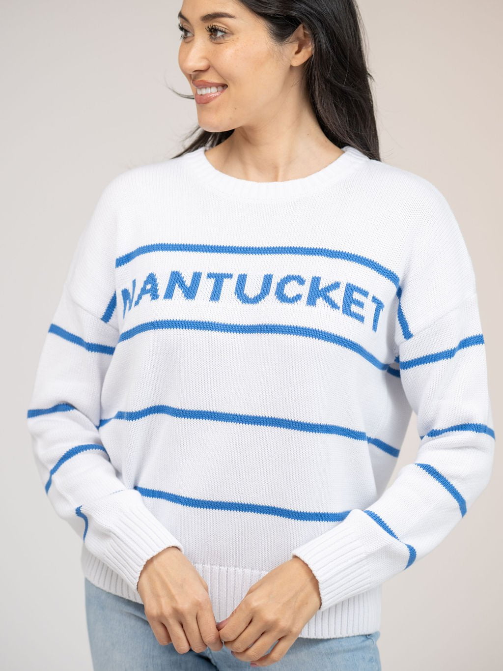 Beau & Ro Sweater Nantucket Sweater in White Stripe