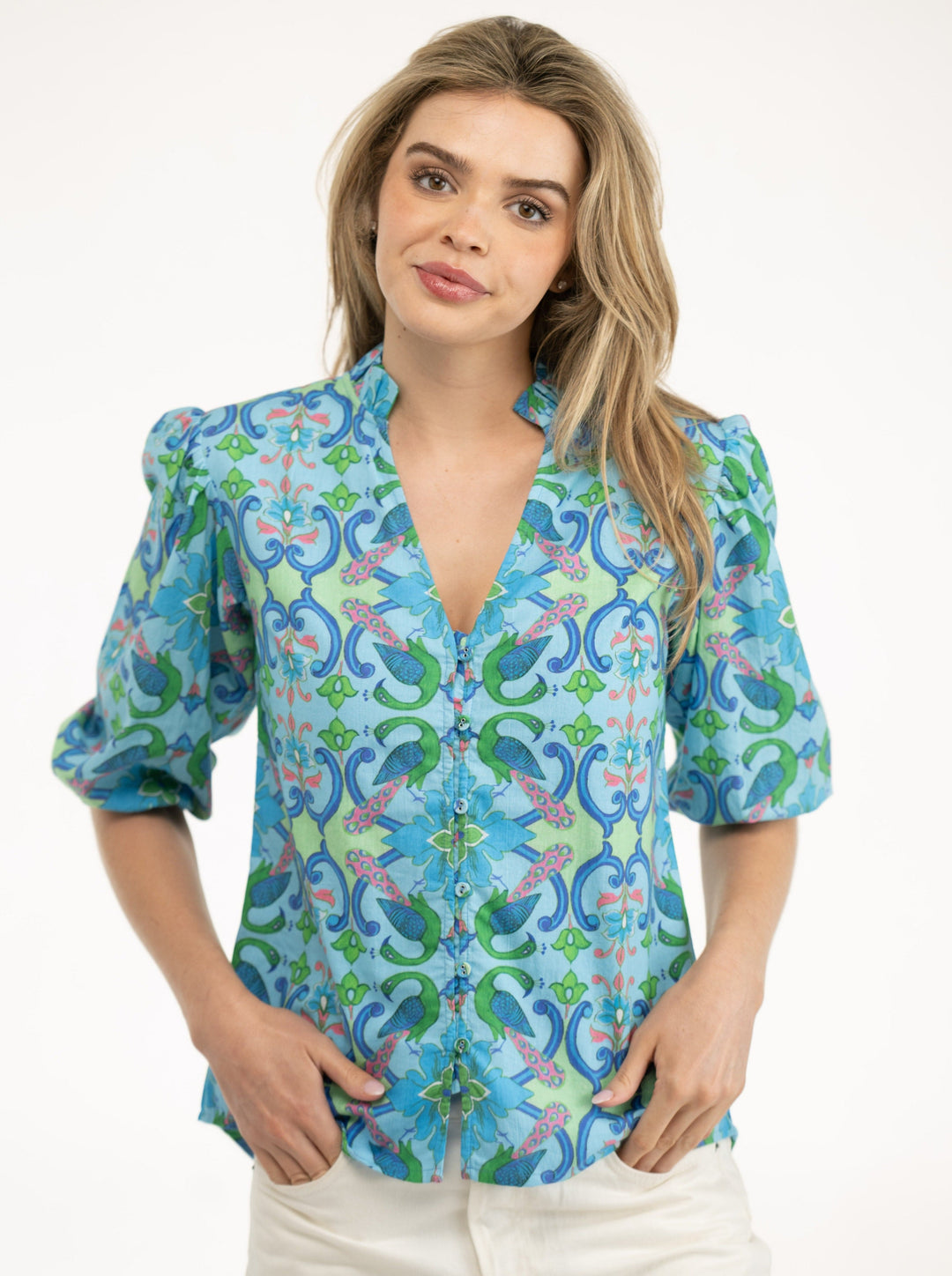 Beau & Ro Top The Lily Top | Blue Spring Peacock