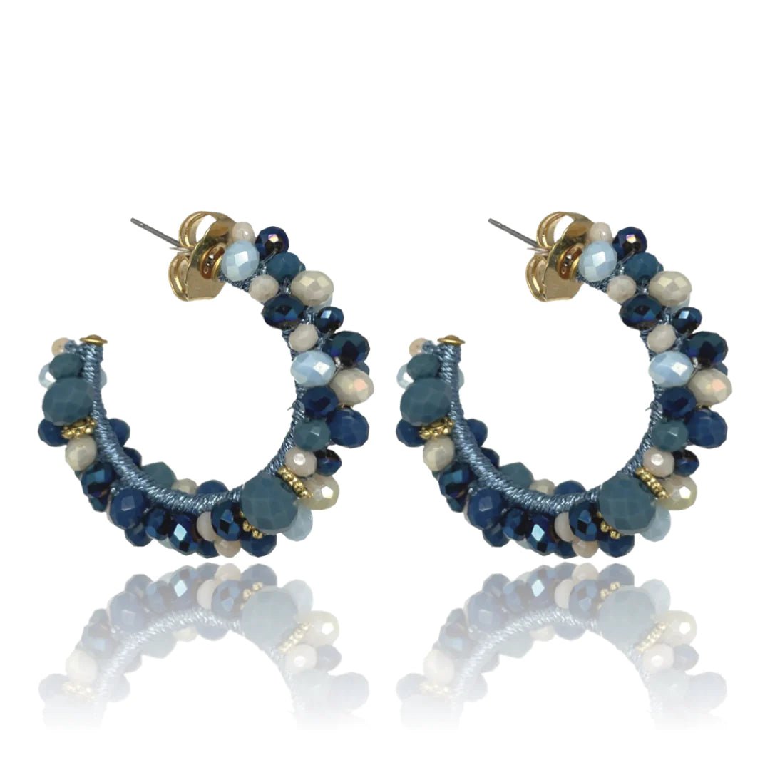 Bibi Marini Earrings Blue Bibi Marini | Medium Bouquet Hoop Earrings