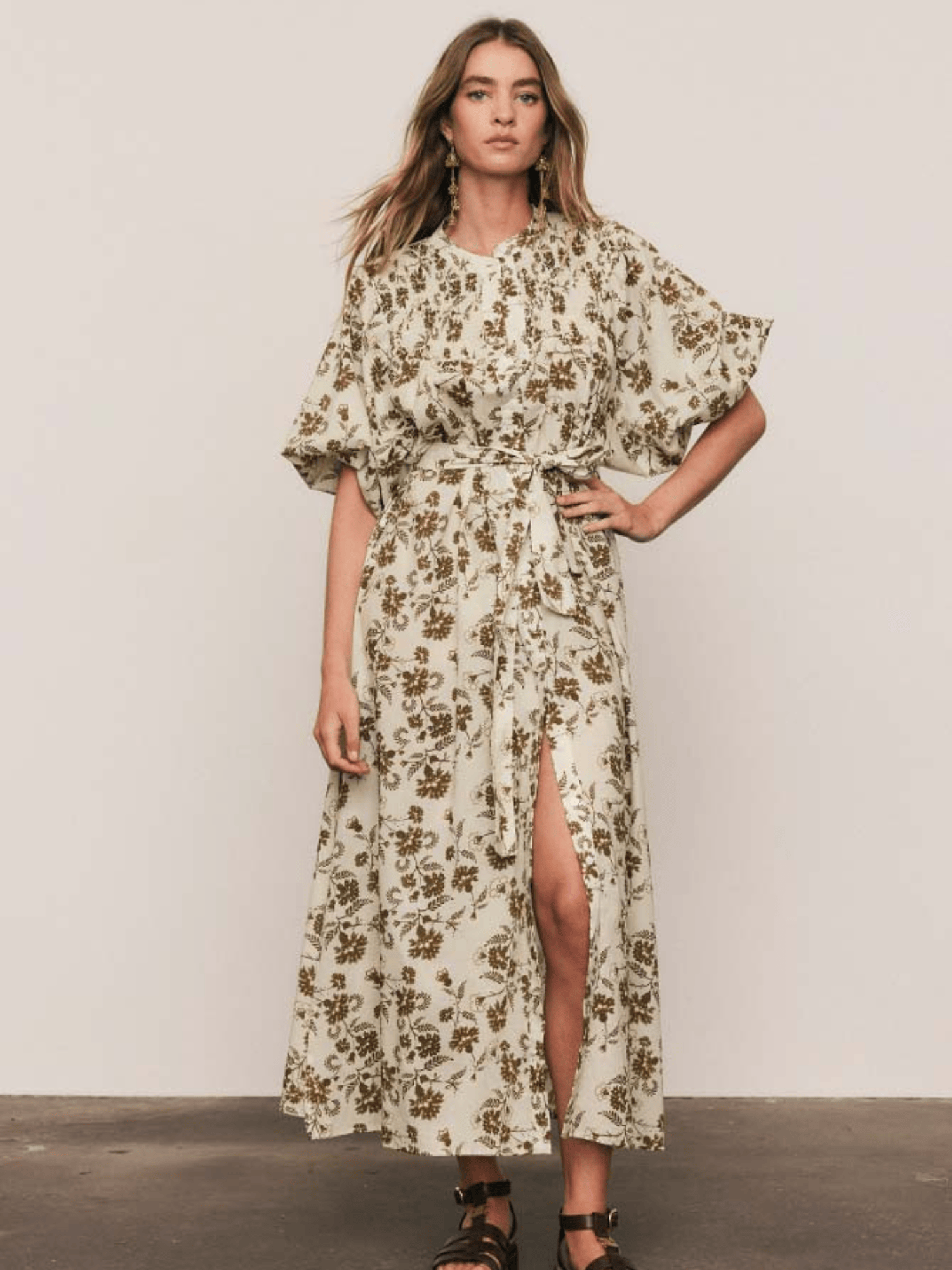 bohemian traders dress Archer Smock Midi In Olive Slip dress