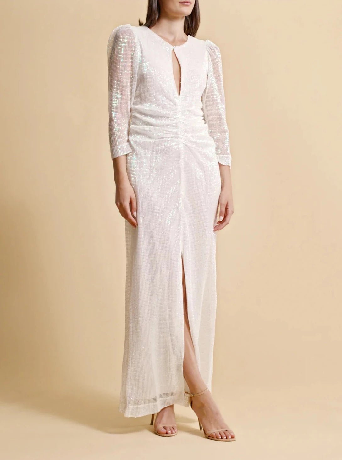 Sequin Maxi Dress in Off White Beau & Ro Sequin Maxi Dress in Off White Beau & Ro