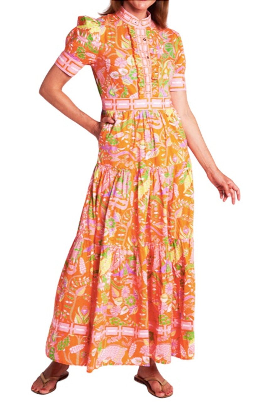 CK Bradley Skirts Annabelle Short Green Dress in Eden Orange