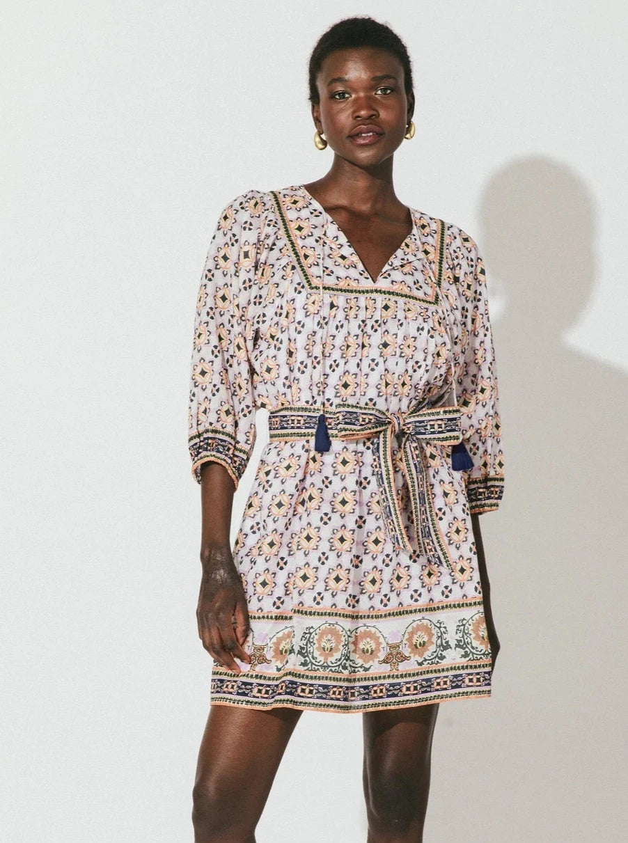 Giovanna Mini Dress in Marrakesh Print Large / Purple Giovanna Mini Dress in Marrakesh Print Large / Purple