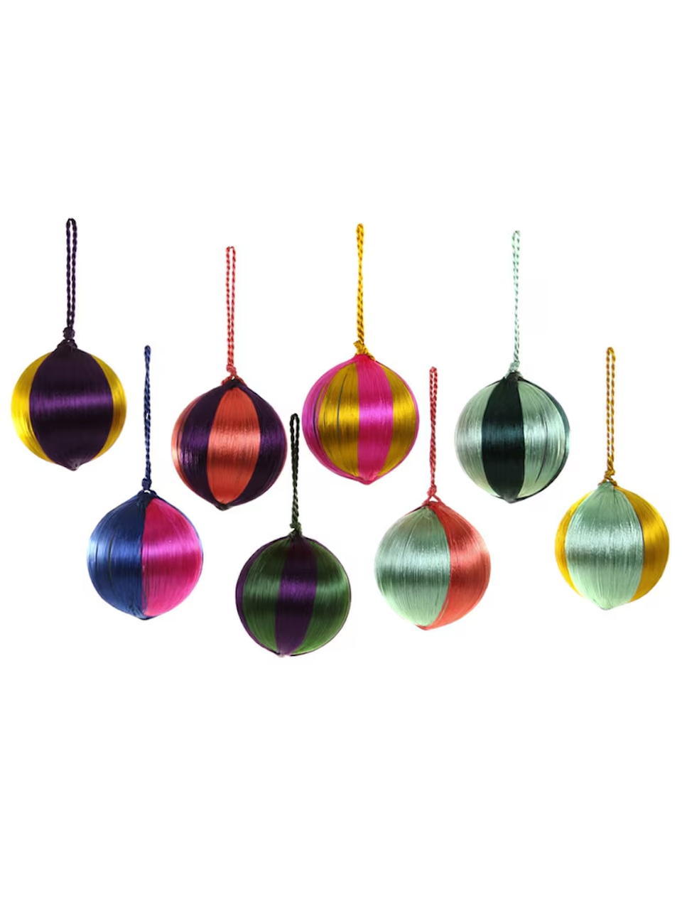 Cody Foster & Co Ornament Multi Large Striped Thread Bauble
