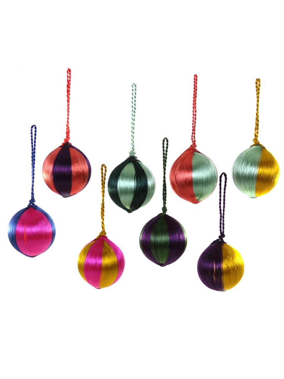 Cody Foster & Co Ornament Multi Small Striped Thread Bauble