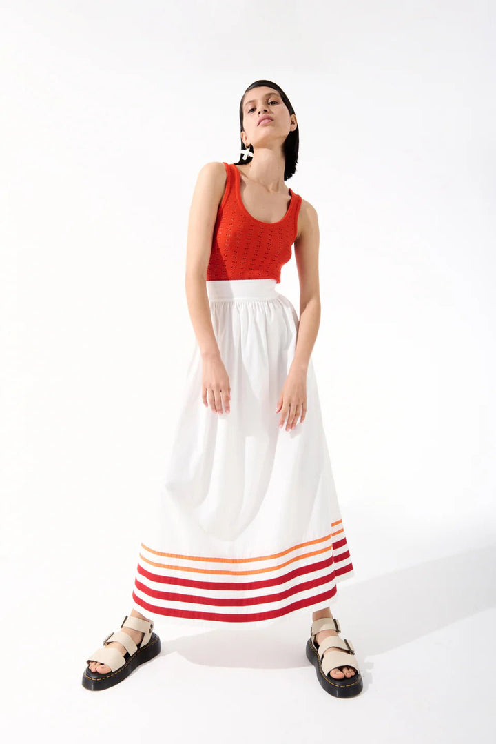 De Loreta Skirt Encantada Skirt in White & Tangerine