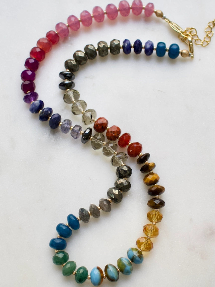 Dark Multi Gemma Medium Rondelle Necklace
