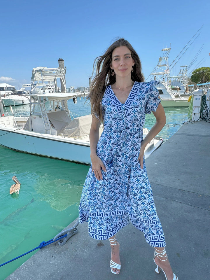 IslaPayal Dress Amalfi Maxi in Hellenic Blue