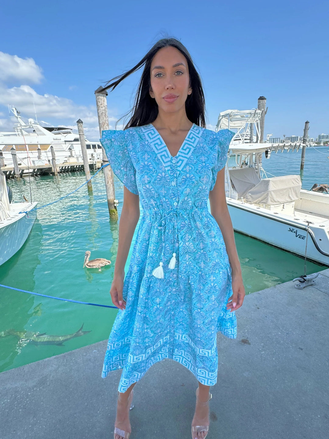 IslaPayal Dress Amalfi Maxi in Hellenic Tiffany