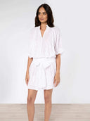 Juliet Dunn Dress White Blouson Dress with Embroidery
