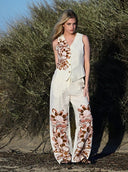 Las Sureñas Pant White Flower Tiger Pant