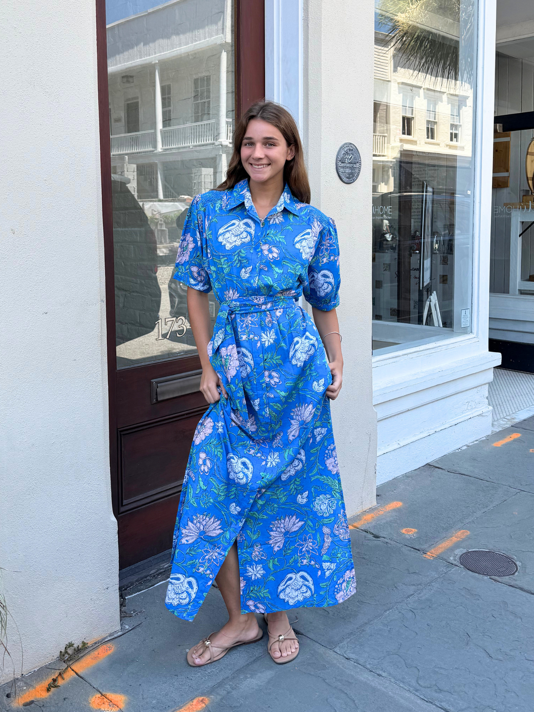 Lola Australia Dress Stevie Long Shirt Dress in Julie Blue