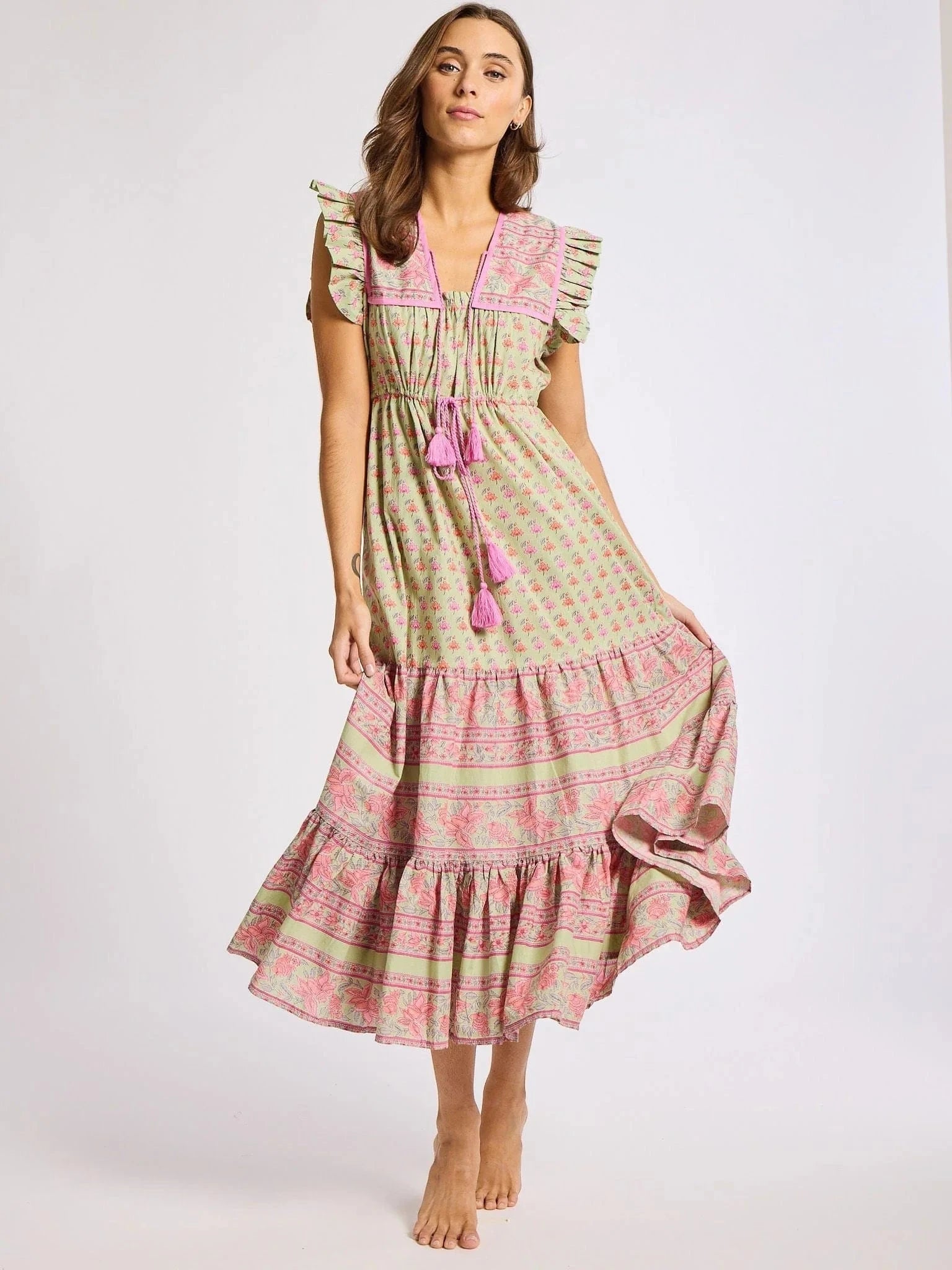 mille dress Esme Dress in Tulip Print X-Small / Green