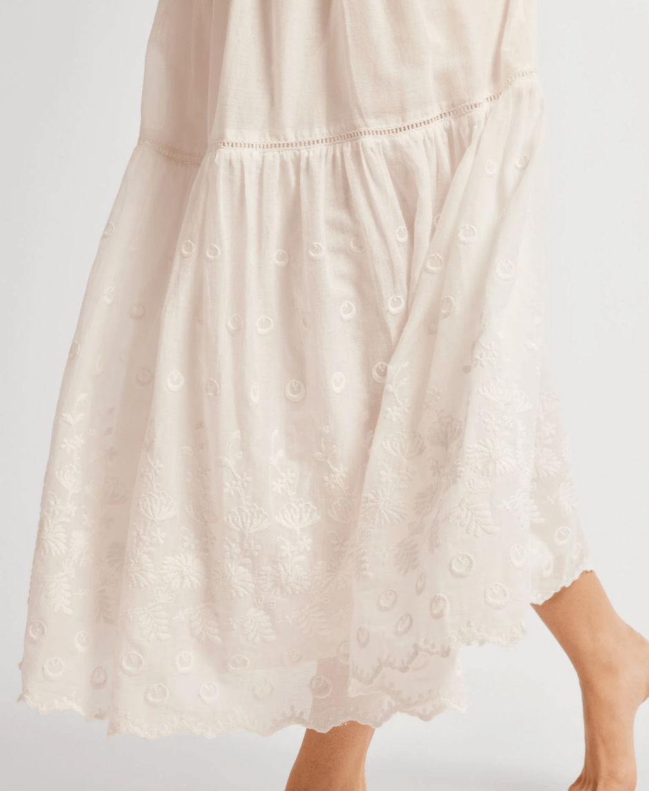 Mille Top Betty Skirt in White Petal Embroidery