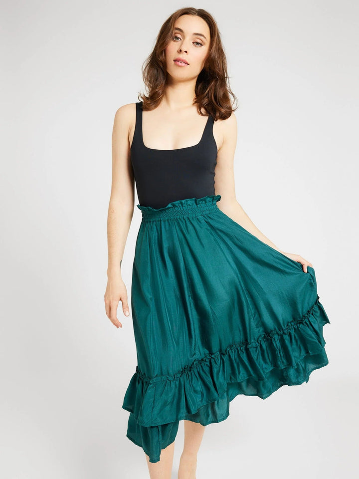 Mille Top Rosalita Skirt in Emerald Silk
